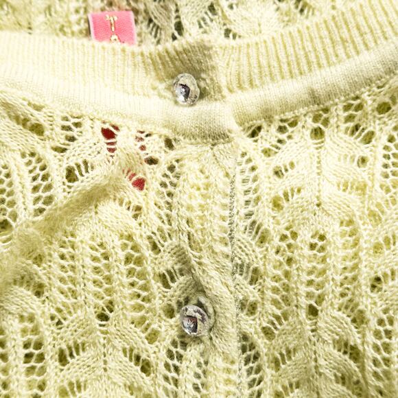 Charlotte Open Knit Cardigan Chartreuse Size M Y2K Revival - Picture 6 of 9